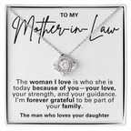 Mother-in-Law Pendant Necklace with Message Card — "The man who loves your daughter" • Forever Tied to You