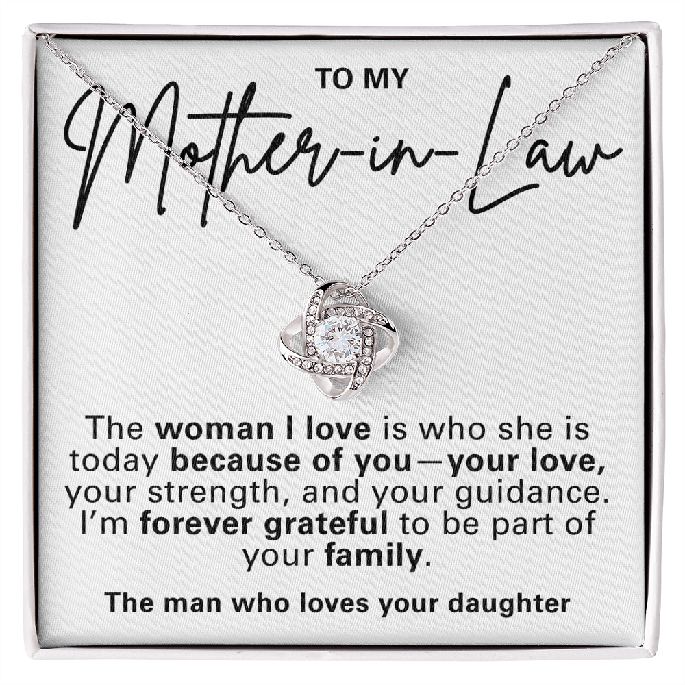 Mother-in-Law Pendant Necklace with Message Card — "The man who loves your daughter" • Forever Tied to You