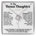 For Bonus Daughter: Pendant Necklace with Message Card — "Family isn't always blood" • Forever Tied to You
