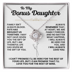 For Bonus Daughter: Pendant Necklace with Message Card — "Family isn't always blood" • Forever Tied to You
