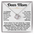 For Mom: Pendant Necklace with Message Card — "I am forever grateful for all" • Forever Tied to You