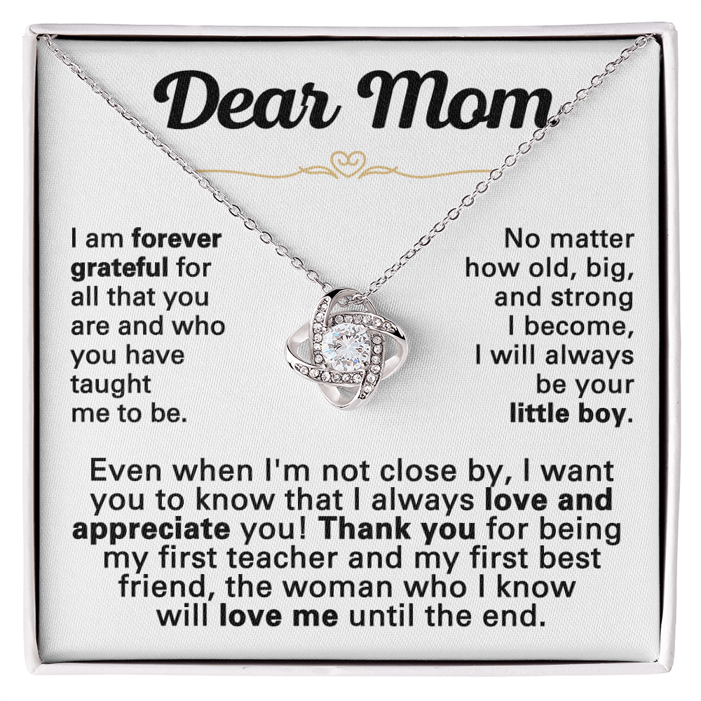 For Mom: Pendant Necklace with Message Card — "I am forever grateful for all" • Forever Tied to You