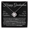 For Daughter: Pendant Necklace with Message Card — "Happy Graduation. We are so proud of you" • Forever Tied to You