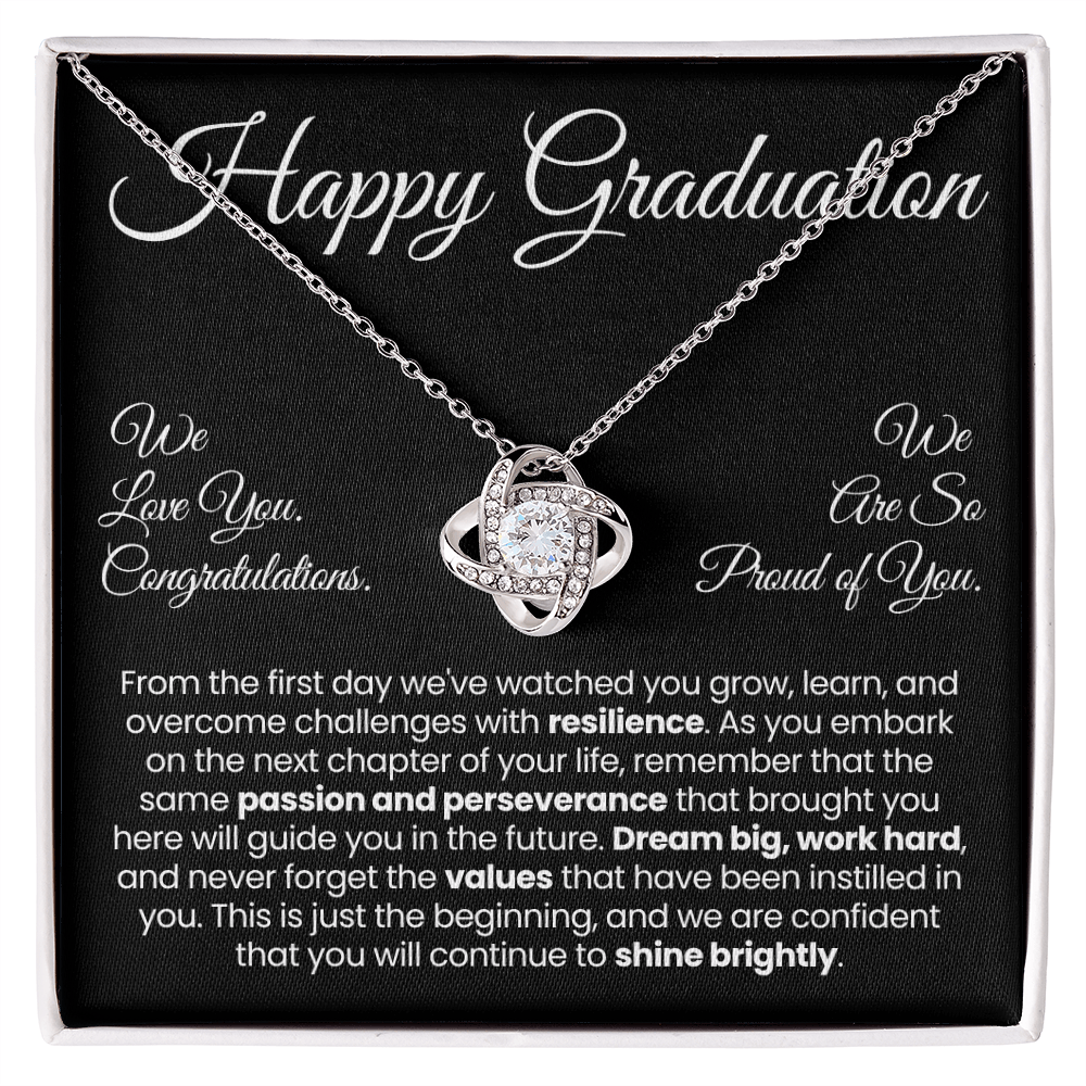Daughter Pendant Necklace with Message Card — "Happy Graduation. We are so proud of you" • Forever Tied to You