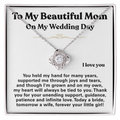For Mom: Wedding Pendant Necklace with Message Card — "Forever Your Little Girl" • Forever Tied to You