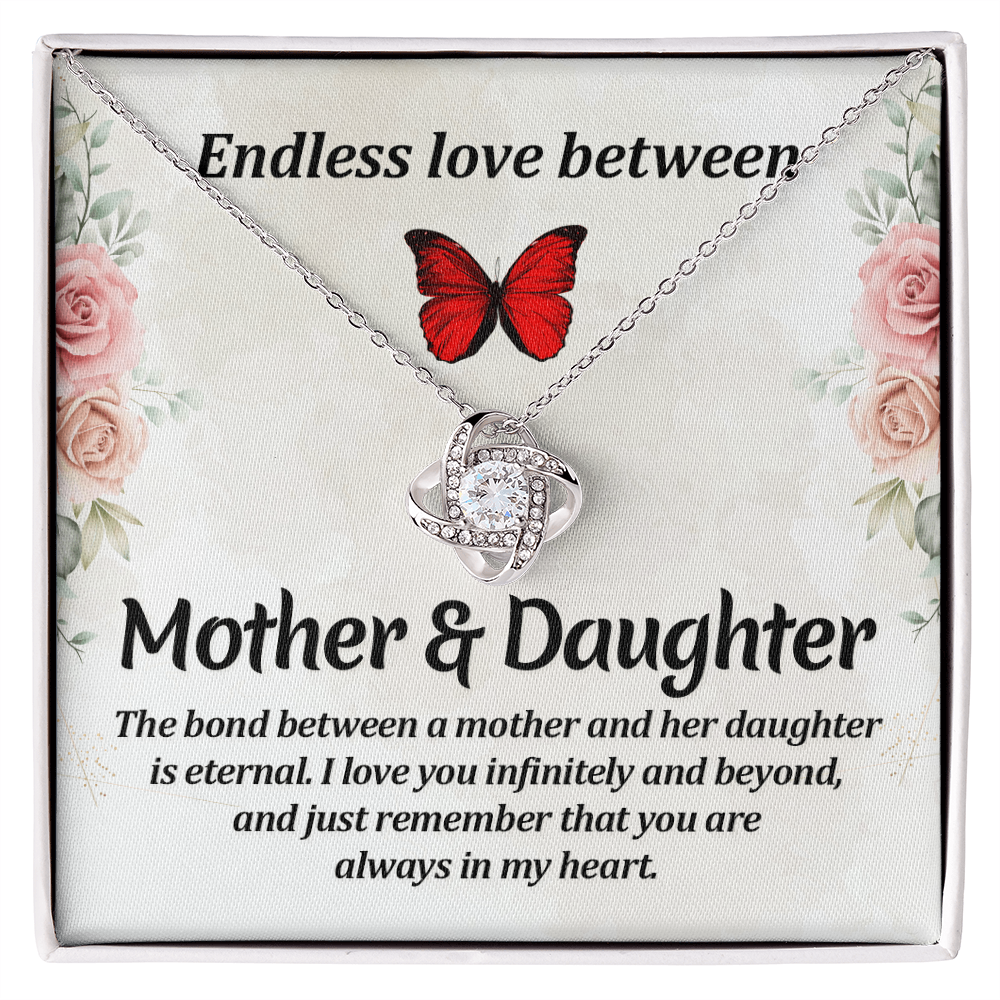 Daughter Pendant Necklace with Message Card — "Endless love between mother and daughter" • Forever Tied to You
