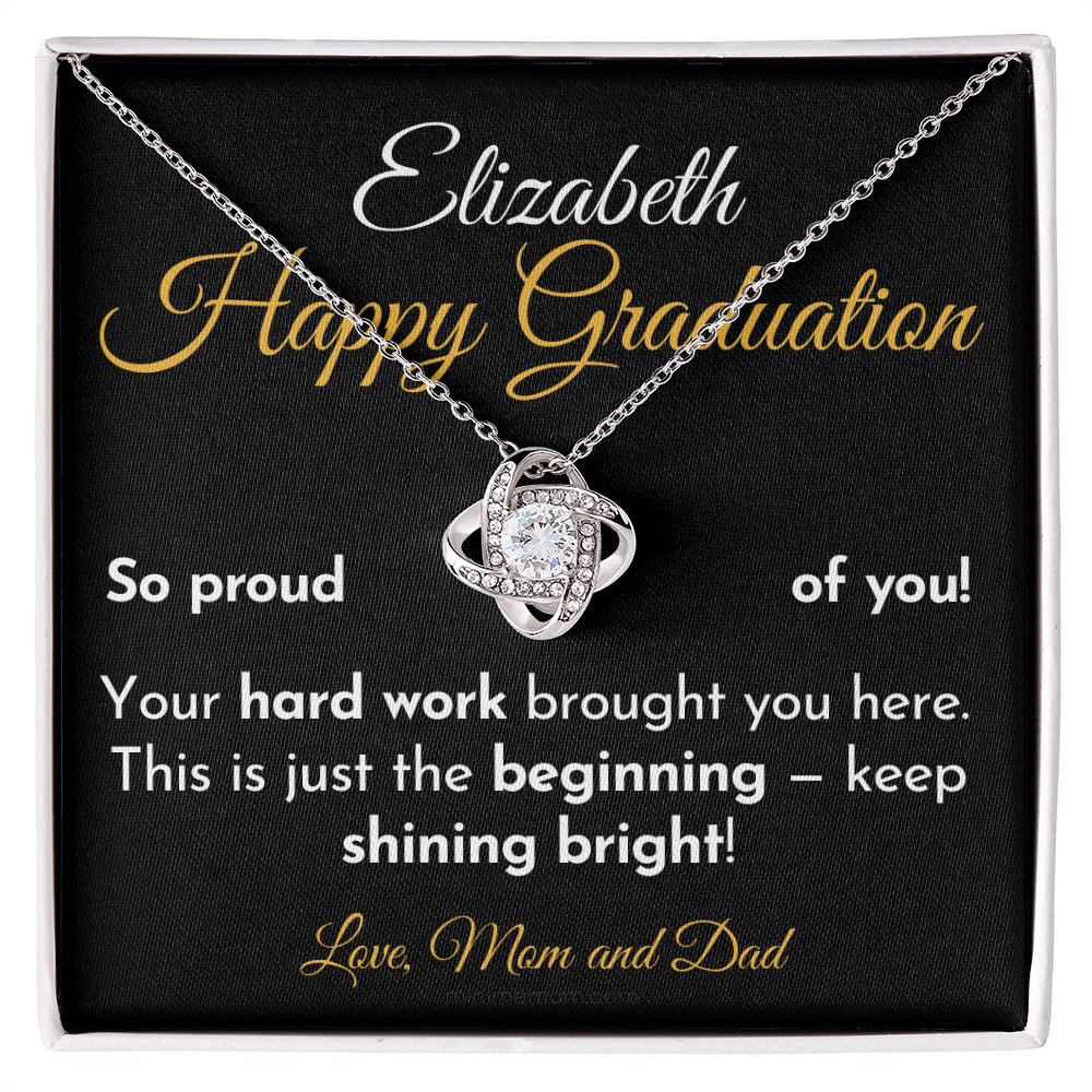 For Daughter: Graduation Pendant Necklace with Message Card — "Happy Graduation. So proud of you" • Forever Tied to You