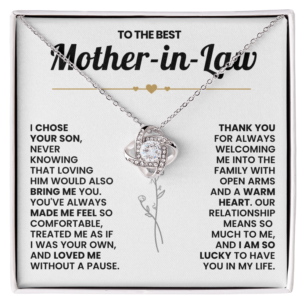 Mother-in-Law Pendant Necklace with Message Card — "Thank you for always" • Forever Tied to You