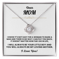 For Mom: Pendant Necklace with Message Card — "I will always be your little boy" • Forever Tied to You