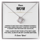 For Mom: Pendant Necklace with Message Card — "I will always be your little boy" • Forever Tied to You