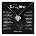 For Daughter: Pendant Necklace with Message Card — "I am the dad who will love and protect you" • Forever Tied to You