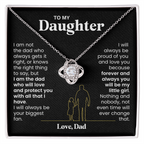 For Daughter: Pendant Necklace with Message Card — "I am the dad who will love and protect you" • Forever Tied to You
