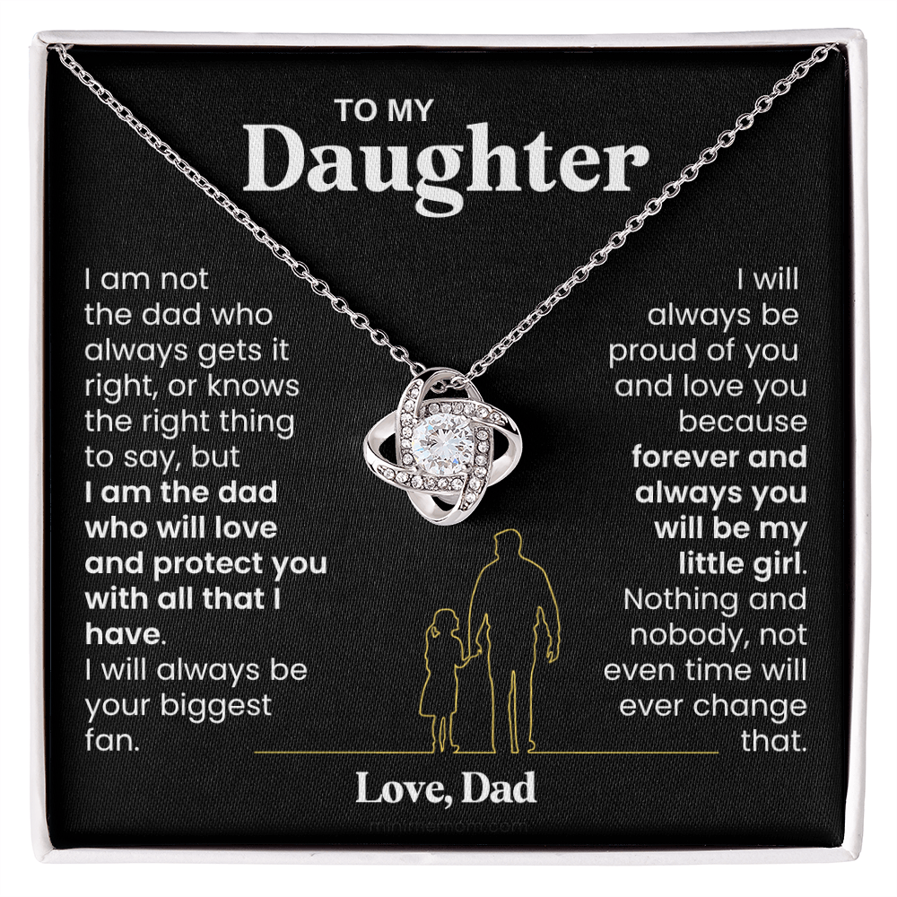 For Daughter: Pendant Necklace with Message Card — "I am the dad who will love and protect you" • Forever Tied to You