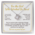 For Daughter: Graduation Pendant Necklace with Message Card — "For the Girl Who Worked So Hard" • Forever Tied to You