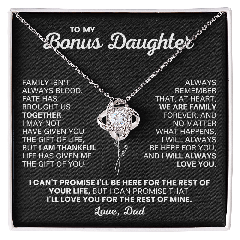 For Bonus Daughter: Pendant Necklace with Message Card — "Wу are family forever" • Forever Tied to You