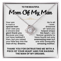 Mom of My Man Pendant Necklace with Message Card — "Thank you for raising the man of my dreams" • Forever Tied to You