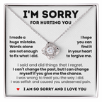 For Her: I'm Sorry Pendant Necklace with Message Card — " I hope you can find it in your heart to forgive me" • Forever Tied to You