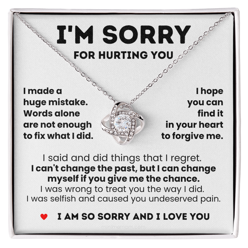 For Her: I'm Sorry Pendant Necklace with Message Card — " I hope you can find it in your heart to forgive me" • Forever Tied to You