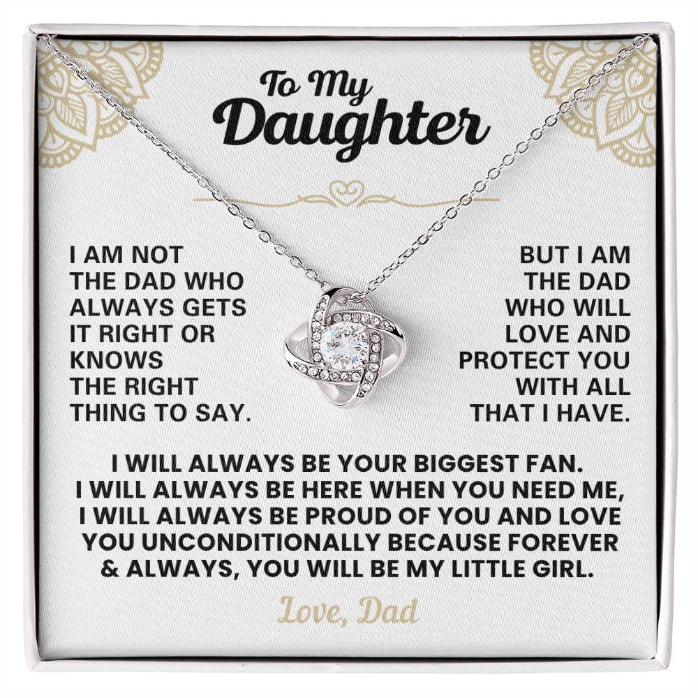 For Daughter: Pendant Necklace with Message Card — "You'll Always Be My Little Girl" • Forever Tied to You