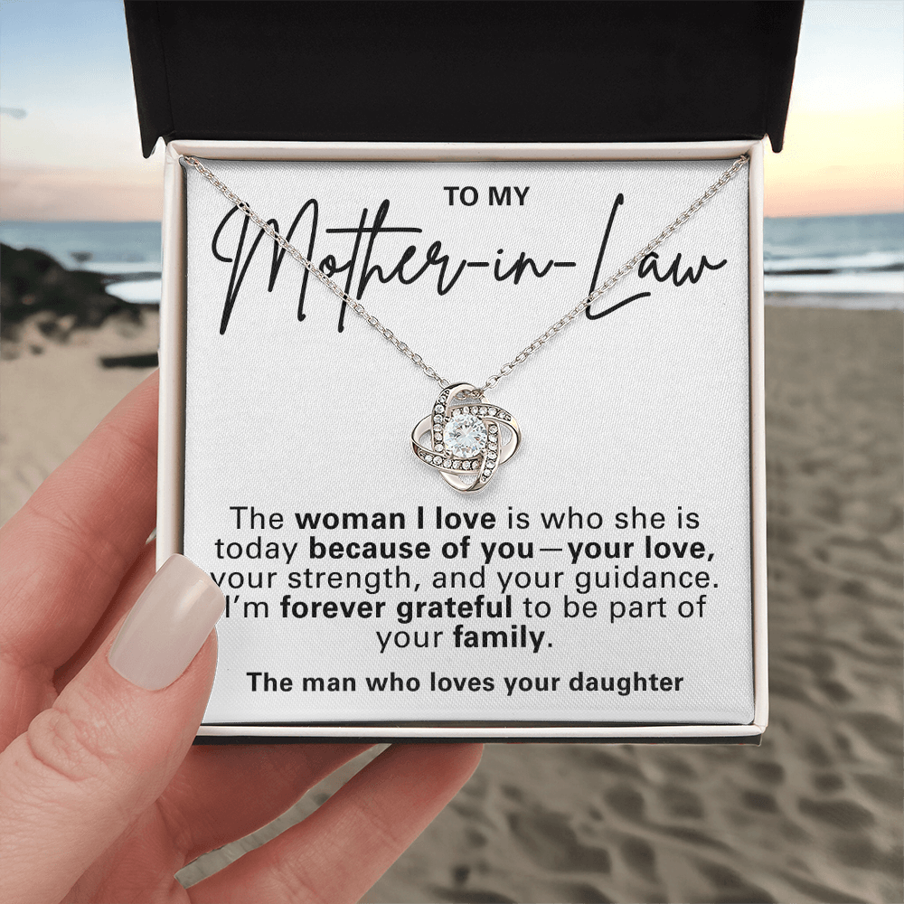 Mother-in-Law Pendant Necklace with Message Card — "The man who loves your daughter" • Forever Tied to You
