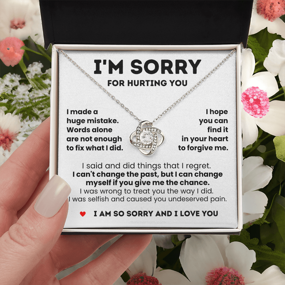 For Her: I'm Sorry Pendant Necklace with Message Card — " I hope you can find it in your heart to forgive me" • Forever Tied to You