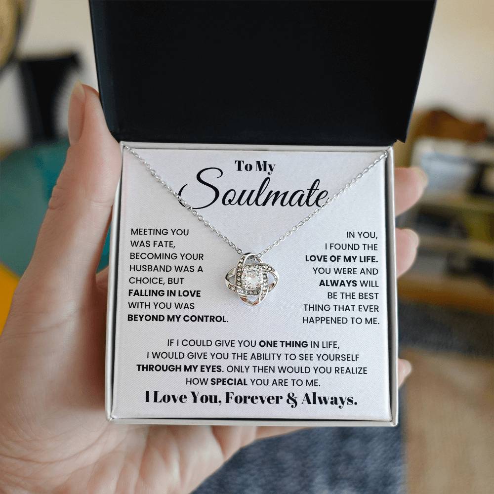 Soulmate Pendant Necklace with Message Card — "I love you, forever and always" • Forever Tied to You