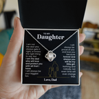 For Daughter: Pendant Necklace with Message Card — "I am the dad who will love and protect you" • Forever Tied to You