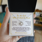 For Daughter: Graduation Pendant Necklace with Message Card — "For the Girl Who Worked So Hard" • Forever Tied to You