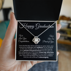 For Daughter: Pendant Necklace with Message Card — "Happy Graduation. We are so proud of you" • Forever Tied to You