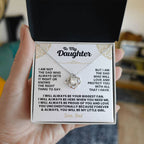For Daughter: Pendant Necklace with Message Card — "You'll Always Be My Little Girl" • Forever Tied to You