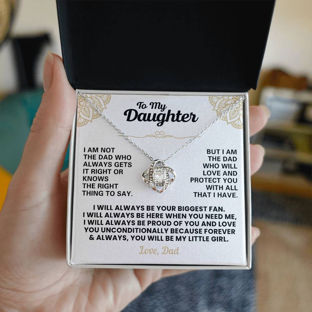 For Daughter: Pendant Necklace with Message Card — "You'll Always Be My Little Girl" • Forever Tied to You
