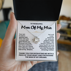 Mom of My Man Pendant Necklace with Message Card — "Thank you for raising the man of my dreams" • Forever Tied to You