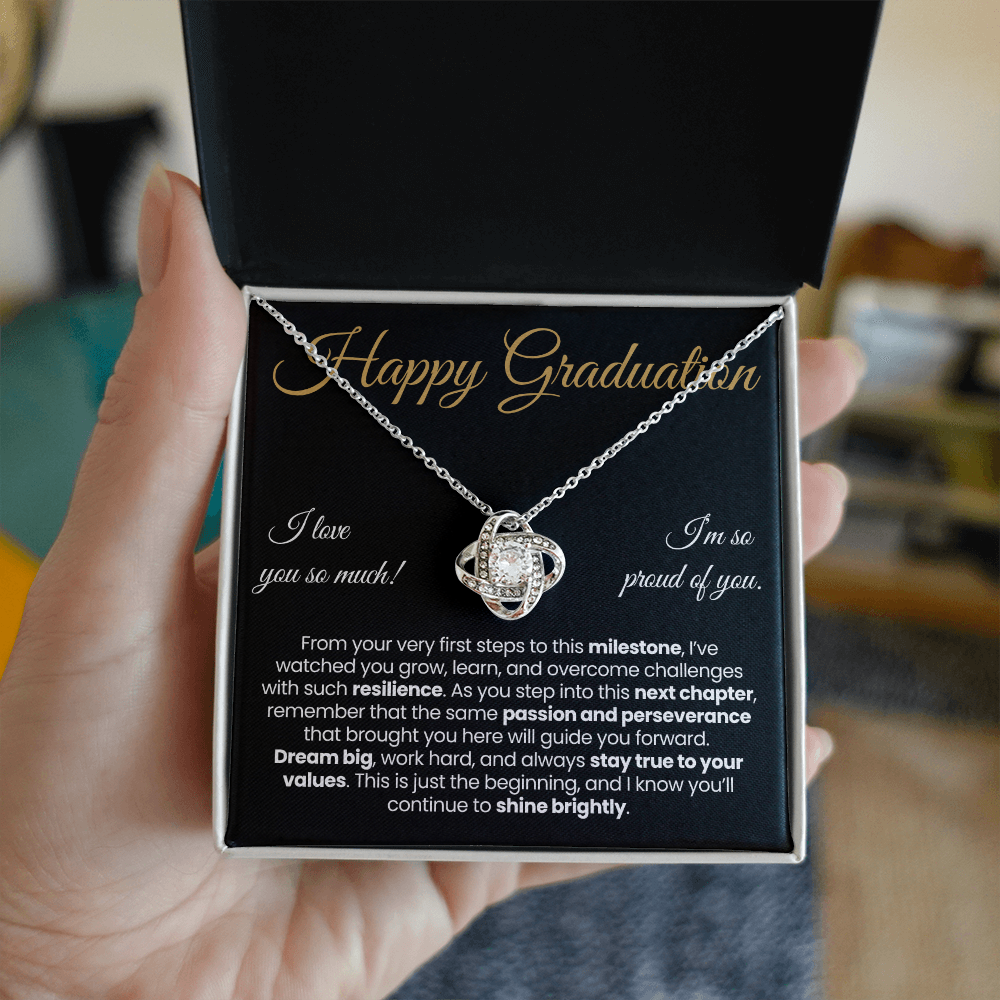 Granddaughter Pendant Necklace with Message Card — "Happy Graduation. I'm so proud of you" • Forever Tied to You