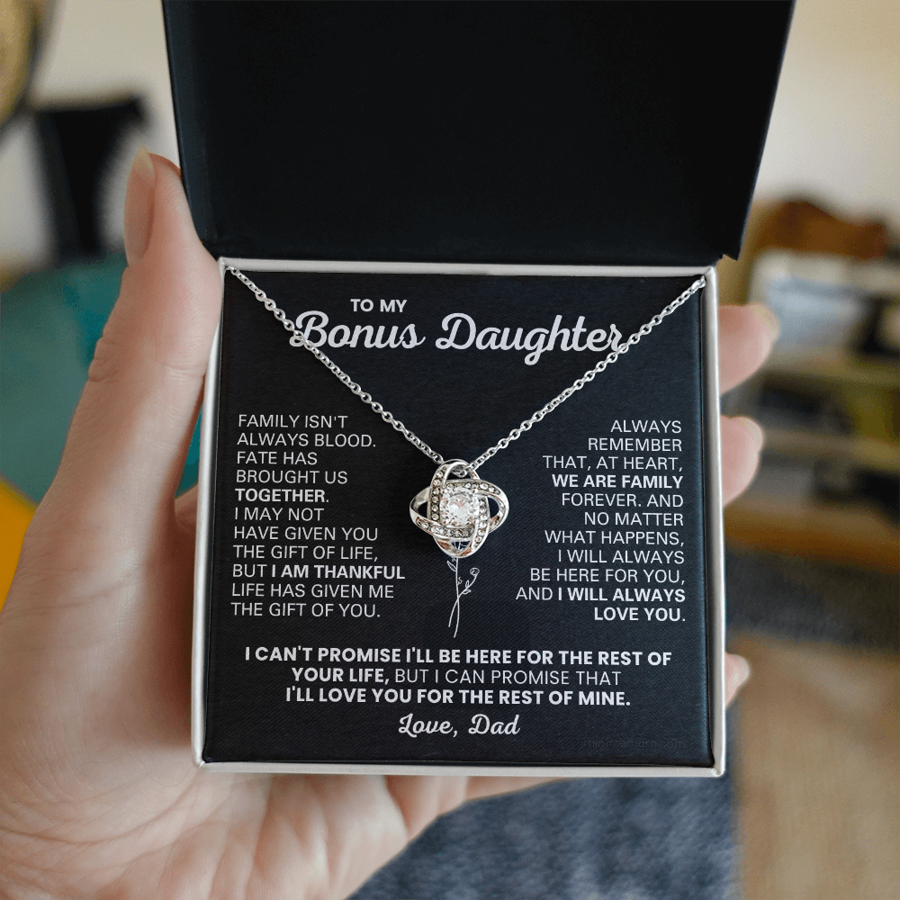 For Bonus Daughter: Pendant Necklace with Message Card — "Wу are family forever" • Forever Tied to You