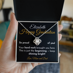 For Daughter: Graduation Pendant Necklace with Message Card — "Happy Graduation. So proud of you" • Forever Tied to You