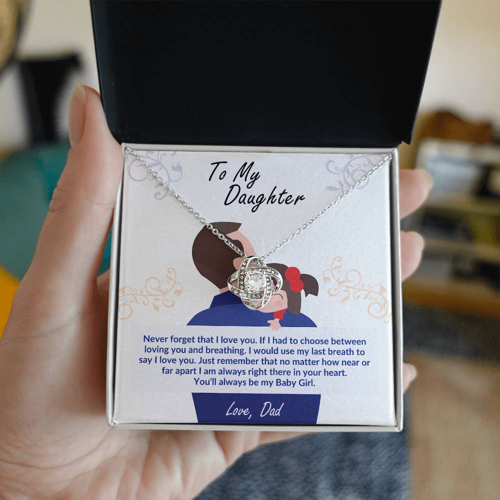 Daughter Pendant Necklace with Message Card — "I will always carry you in my heart" • Forever Tied to You