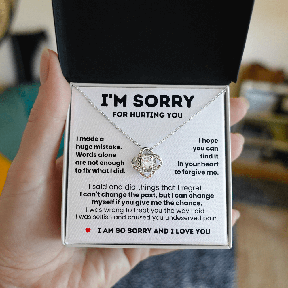 For Her: I'm Sorry Pendant Necklace with Message Card — " I hope you can find it in your heart to forgive me" • Forever Tied to You