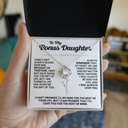 For Bonus Daughter: Pendant Necklace with Message Card — "Family isn't always blood" • Forever Tied to You