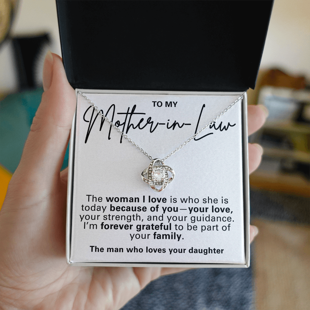 Mother-in-Law Pendant Necklace with Message Card — "The man who loves your daughter" • Forever Tied to You