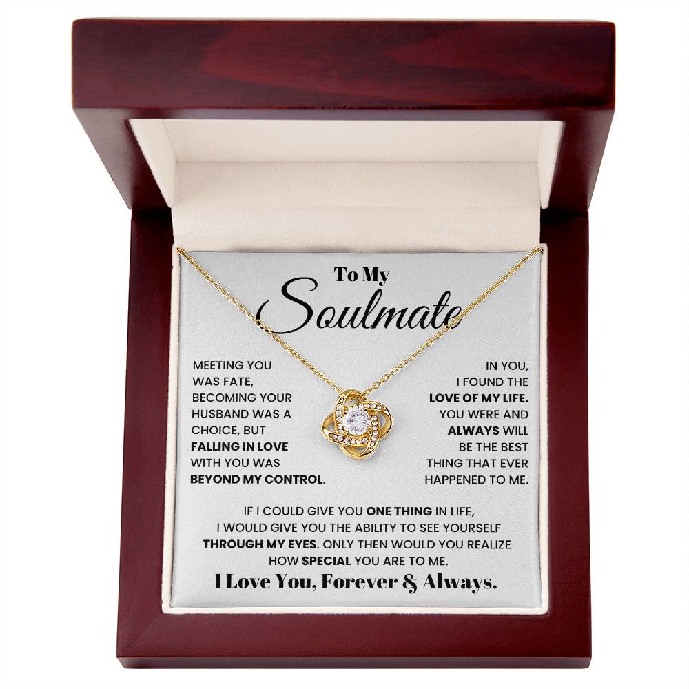 Soulmate Pendant Necklace with Message Card — "I love you, forever and always" • Forever Tied to You