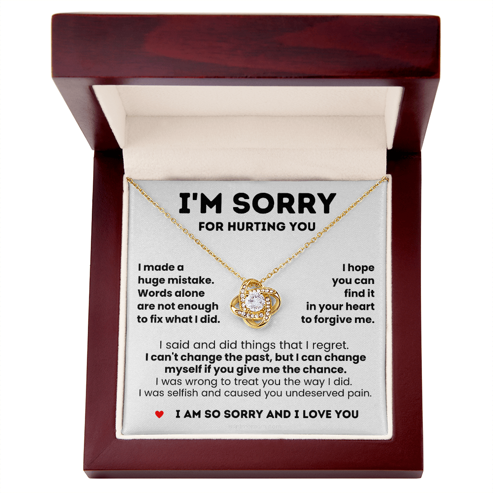 For Her: I'm Sorry Pendant Necklace with Message Card — " I hope you can find it in your heart to forgive me" • Forever Tied to You