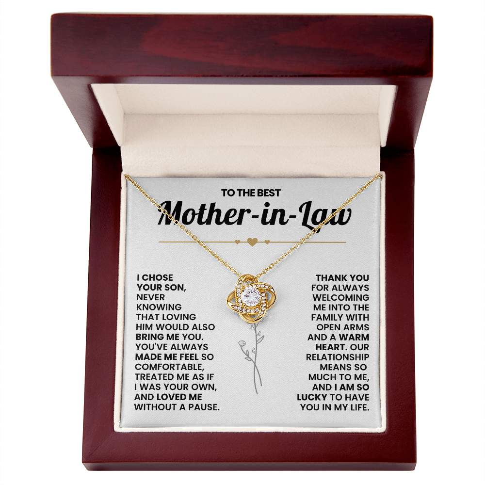 Mother-in-Law Pendant Necklace with Message Card — "Thank you for always" • Forever Tied to You