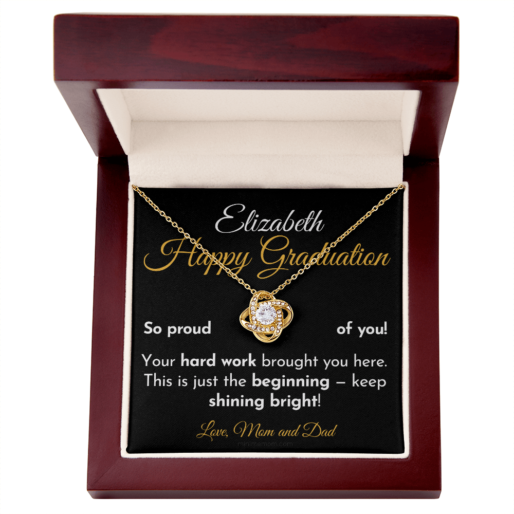 For Daughter: Graduation Pendant Necklace with Message Card — "Happy Graduation. So proud of you" • Forever Tied to You