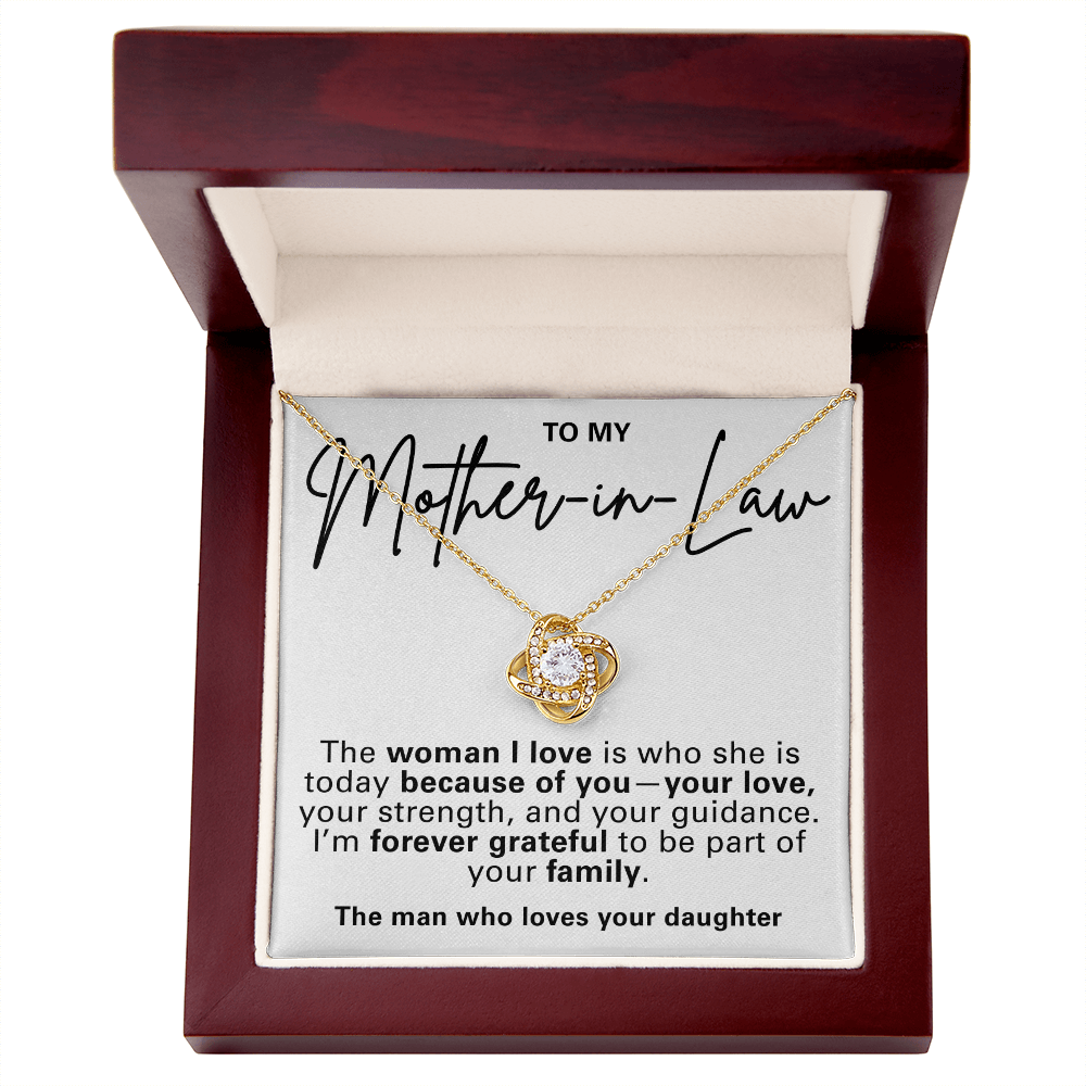 Mother-in-Law Pendant Necklace with Message Card — "The man who loves your daughter" • Forever Tied to You