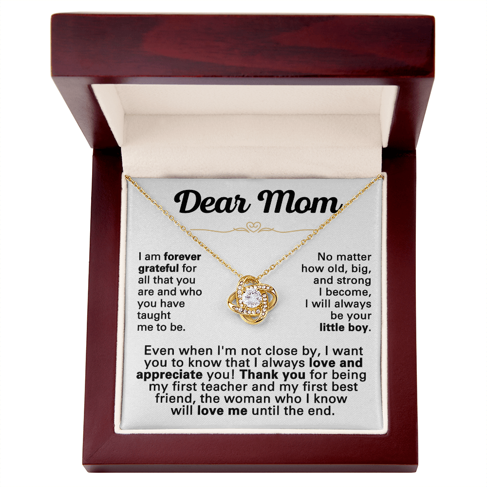 For Mom: Pendant Necklace with Message Card — "I am forever grateful for all" • Forever Tied to You