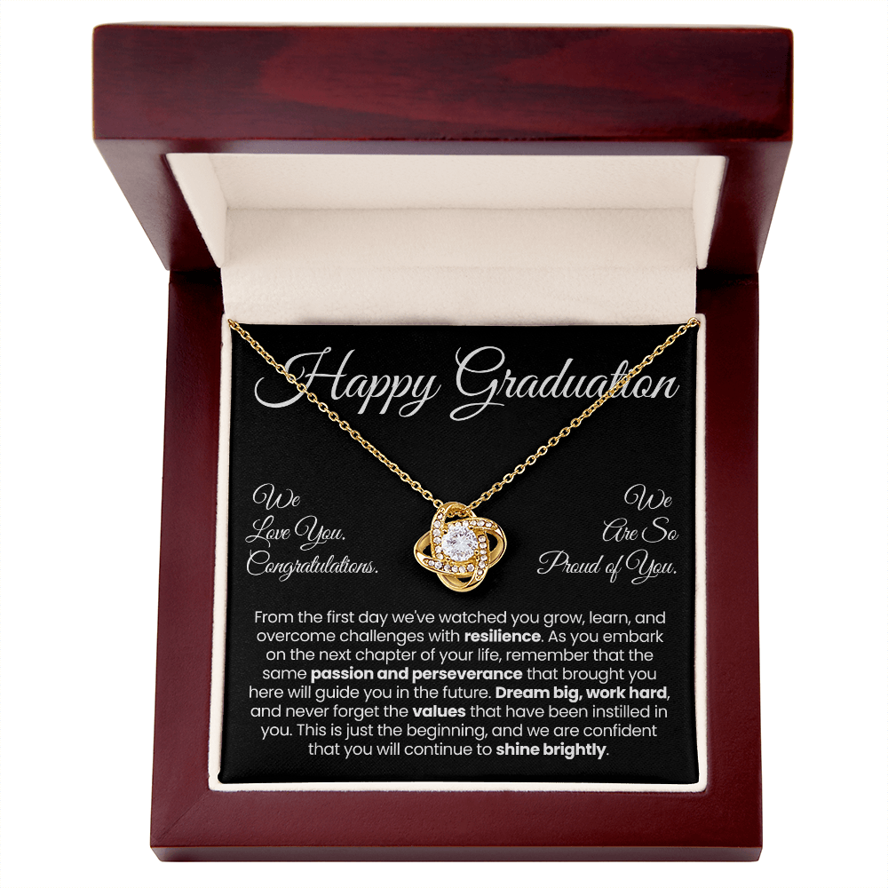 Daughter Pendant Necklace with Message Card — "Happy Graduation. We are so proud of you" • Forever Tied to You