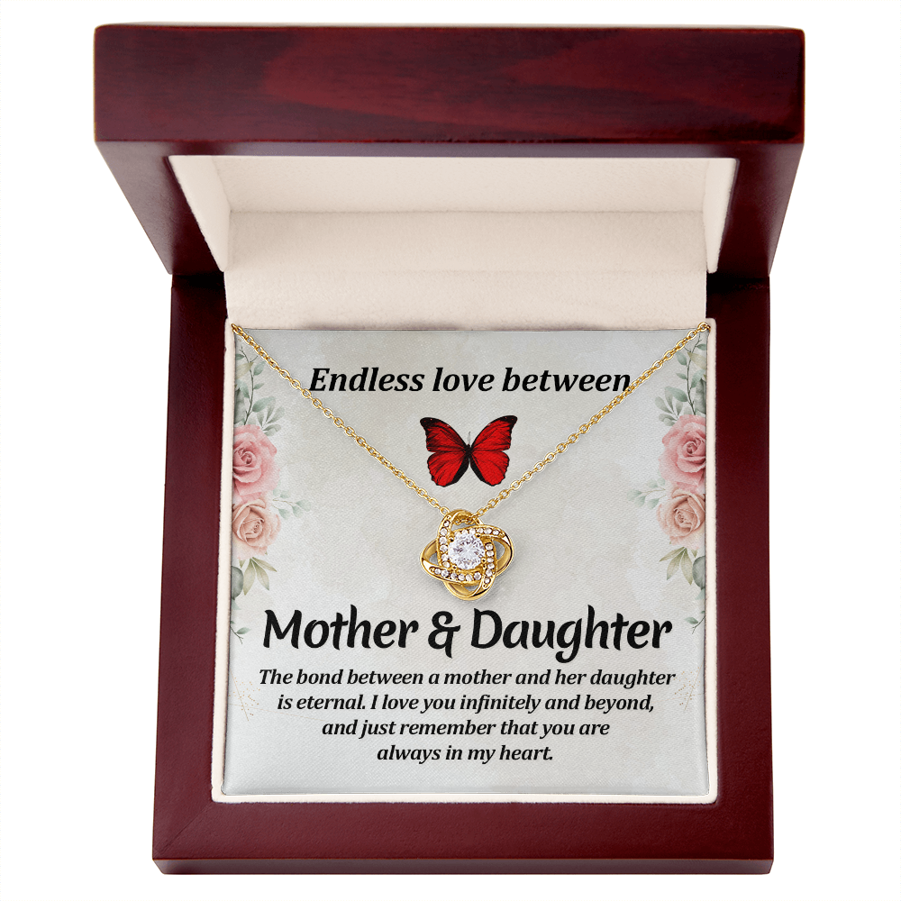Daughter Pendant Necklace with Message Card — "Endless love between mother and daughter" • Forever Tied to You