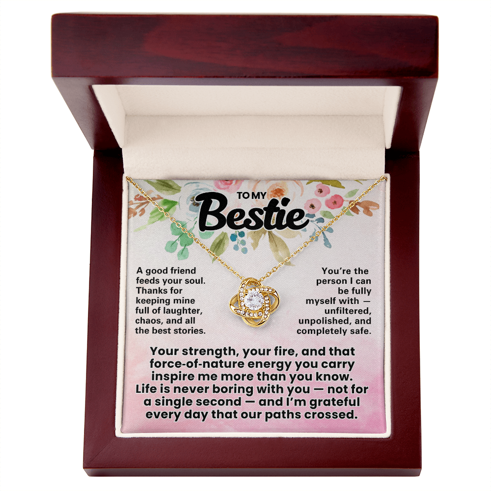 Bestie Pendant Necklace with Message Card — "A good friend feeds your soul" • Forever Tied to You