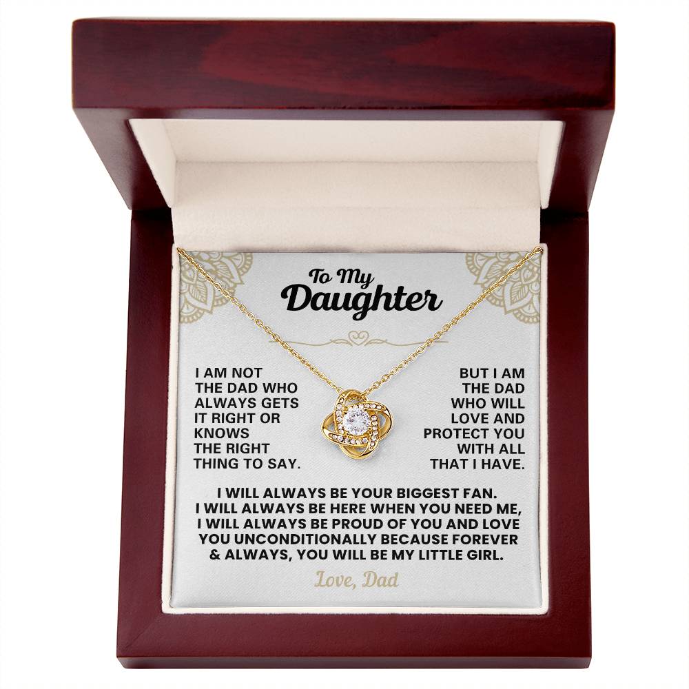 For Daughter: Pendant Necklace with Message Card — "You'll Always Be My Little Girl" • Forever Tied to You