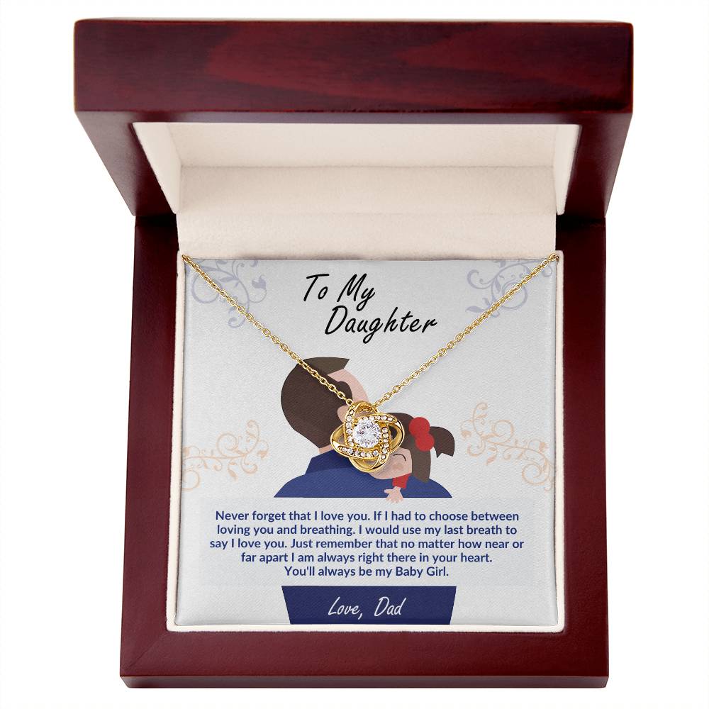 Daughter Pendant Necklace with Message Card — "I will always carry you in my heart" • Forever Tied to You